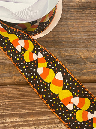 CBI RIBBON - 2.5"X10YD CANDY CORN/DOTS