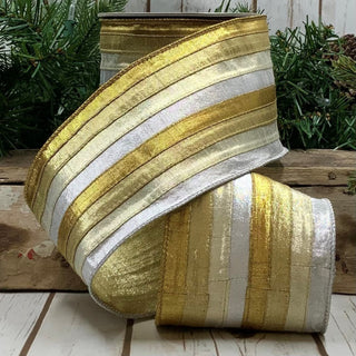 METALLIC DUPION STRIPE -GOLD SILVER COPPER  4X10