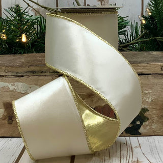 TAFFETA GOLD BACK -WHITE  2.5X10