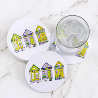 MARDI GRAS HOUSES REVERSIBLE PAPER COASTERS