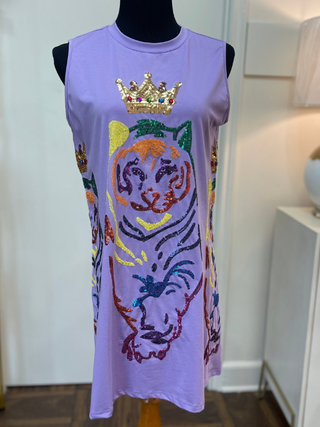 QOS - Lavender Rainbow Tiger Queen Tank Dress