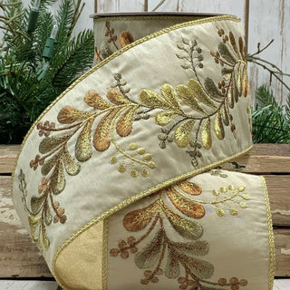 DUPION COPPER/GOLD EMBROIDERY MISTLETOE -PLATINUM  4X5