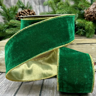 2.5X10 VINTAGE FRENCH VELVET - METALLIC BACK, KELLY GREEN