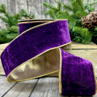 2.5X10 VINTAGE FRENCH VELVET - METALLIC BACK, AUBERGINE