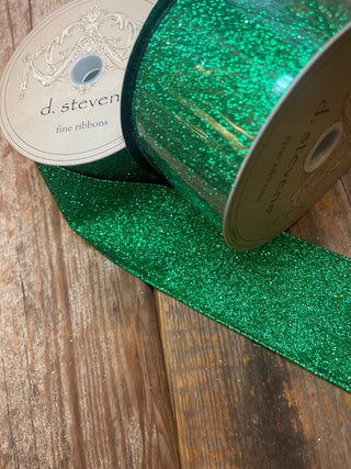 RIBBON - 2.5X10 VINTAGE GLITTER - EMERALD