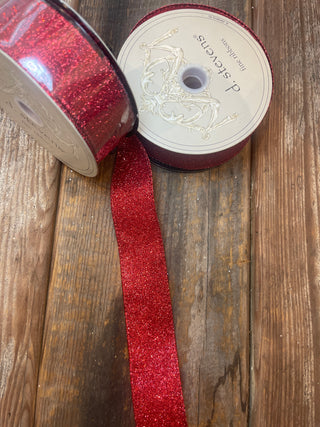 RIBBON - 1.5X10 VINTAGE GLITTER - RED