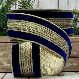 VELVET VERONA GOLD TRIM -COBALT  2.5X10