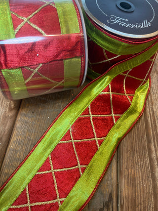 RIBBON - 4X10 DRUMMER BOY - RED/LIME