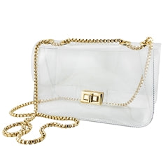 CONVERTIBLE CROSSBODY - CLEAR PVC WITH GOLD HARDWARE