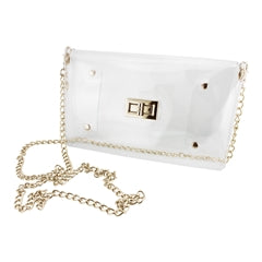 ENVELOPE CROSSBODY - CLEAR PVC WITH GOLD ACCENTS