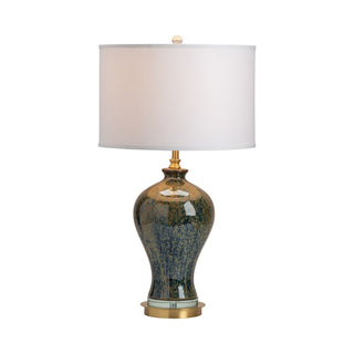 DRAPER URN TABLE LAMP - METAL & CRYSTAL EMERALD GREEN