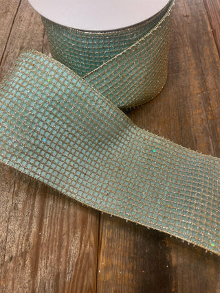 RIBBON - 4X10 GLITZ NET - TEAL