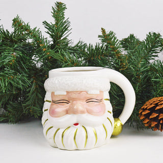 WHITE CERAMIC SANTA MUG