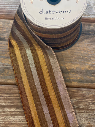 METALLIC DUPION STRIPE -BROWN/COPPER  4X10