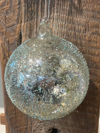 4.75" Light Blue Textured Mercury Glass Round Ornament