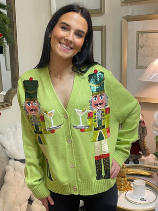 QOS - Pale Green Martini Nutcracker Cardigan