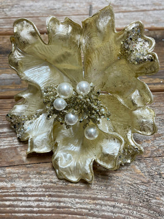 8'' GILDED HIBISCUS -IVORY