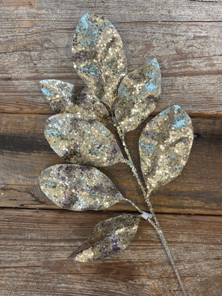 28'' GLITTERED MAGNOLIA LEAD SPRAY -GOLD