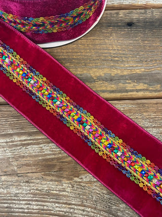 Ribbon - Magenta Jeweled - 10 yd