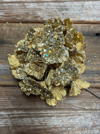 24'' CRYSTAL ENCRUSTED HYDRANGEA STEM -GOLD