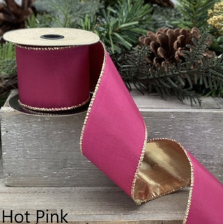 2.5X10 ROYAL TAFFETA -GOLD BACK, HOT PINK