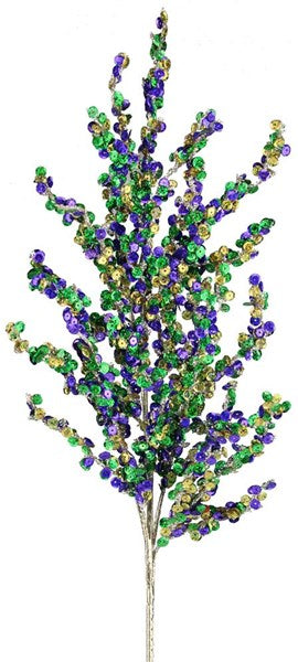 30'' OAL SEQUIN/GLITTER WILD TWIG SPRAY -MARDI GRAS