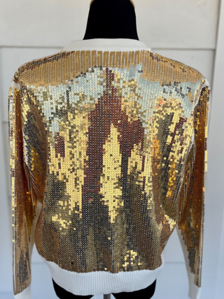 QOS - Gold Full Sequin Cheers Sweater