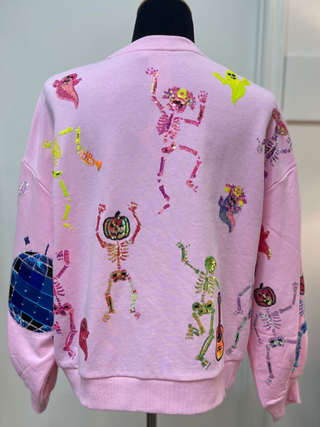 QOS - Pink Skeleton Disco Party Sweatshirt