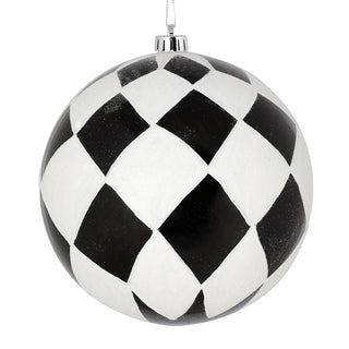 4.75" BLACK BALL WITH WHITE DIAMOND GLITTER ORNAMENT