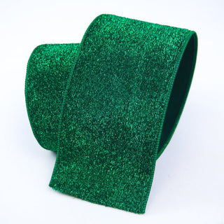 RIBBON - 2.5X10 LAME VELVET -EMERALD