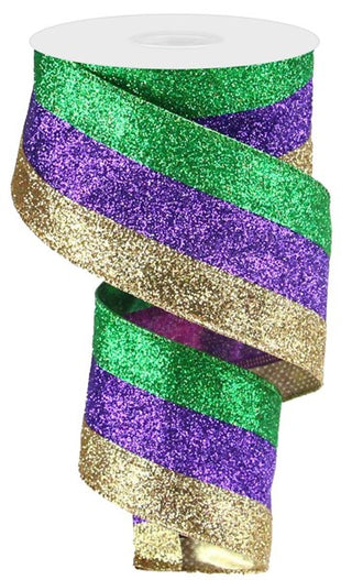 RIBBON -2.5X10 3-IN-1 GLITTER - MARDI GRAS