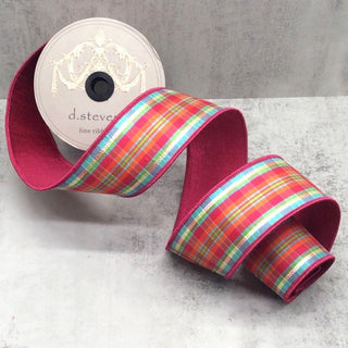 2.5X10 DUPION DEWDROP PLAID -HOT PINK ORANGE