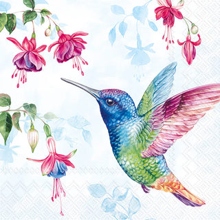 COCKTAIL NAPKIN- HUMMINGBIRD LIGHT BLUE