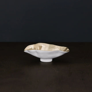 THANNI MAIA SMALL OVAL BOWL - WHITE & GOLD