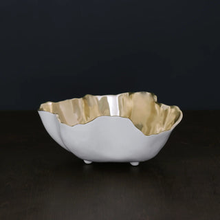 THANNI SOHO ONYX LARGE BOWL - WHITE & GOLD