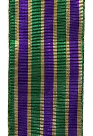 MARDI GRAS VERTICAL STRIPE RIBBON 4X10